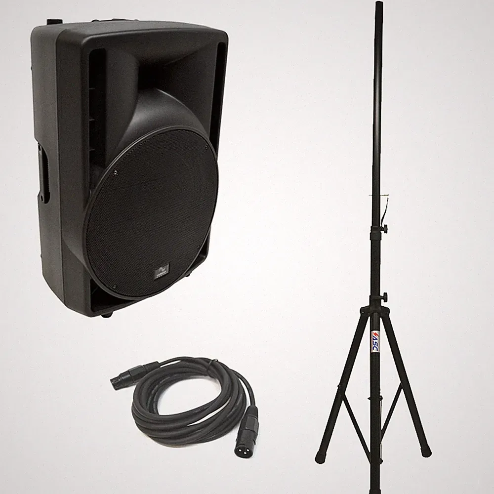 Harmony Audio HA-C15A Pro DJ 15" Powered 1000W PA Speaker XLR Cable & Stand New