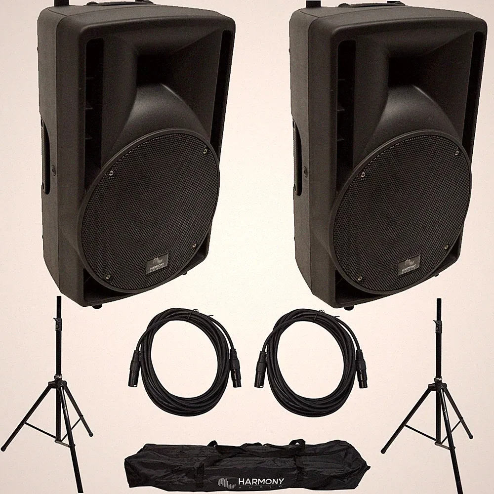 Harmony Audio HA-C15A Pro DJ Concert Series 15" HA-DSBA Tripod Speaker Stands