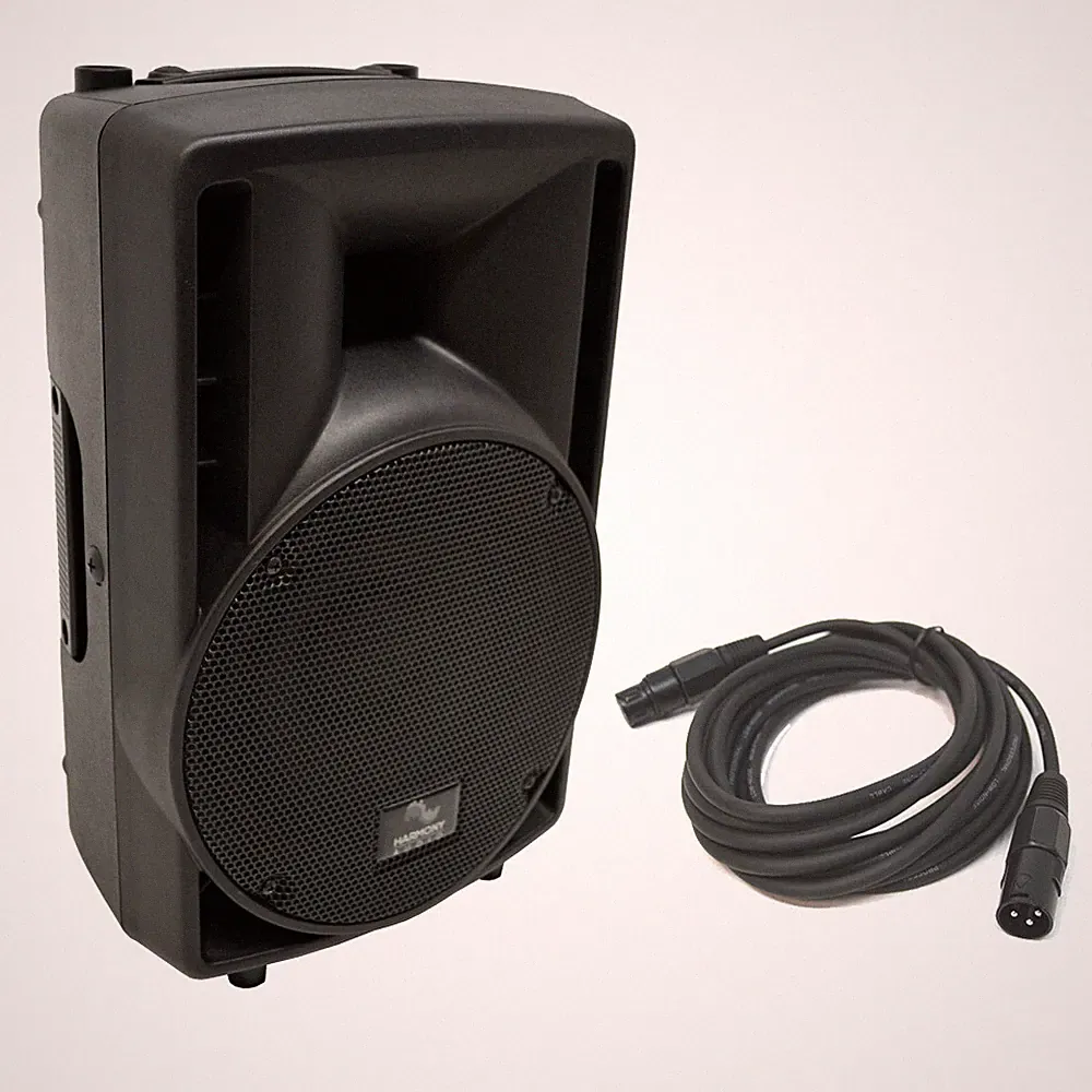 Harmony Audio HA-C8A Pro DJ 8" Powered 300W Active PA Speaker & 15FT XLR Cable