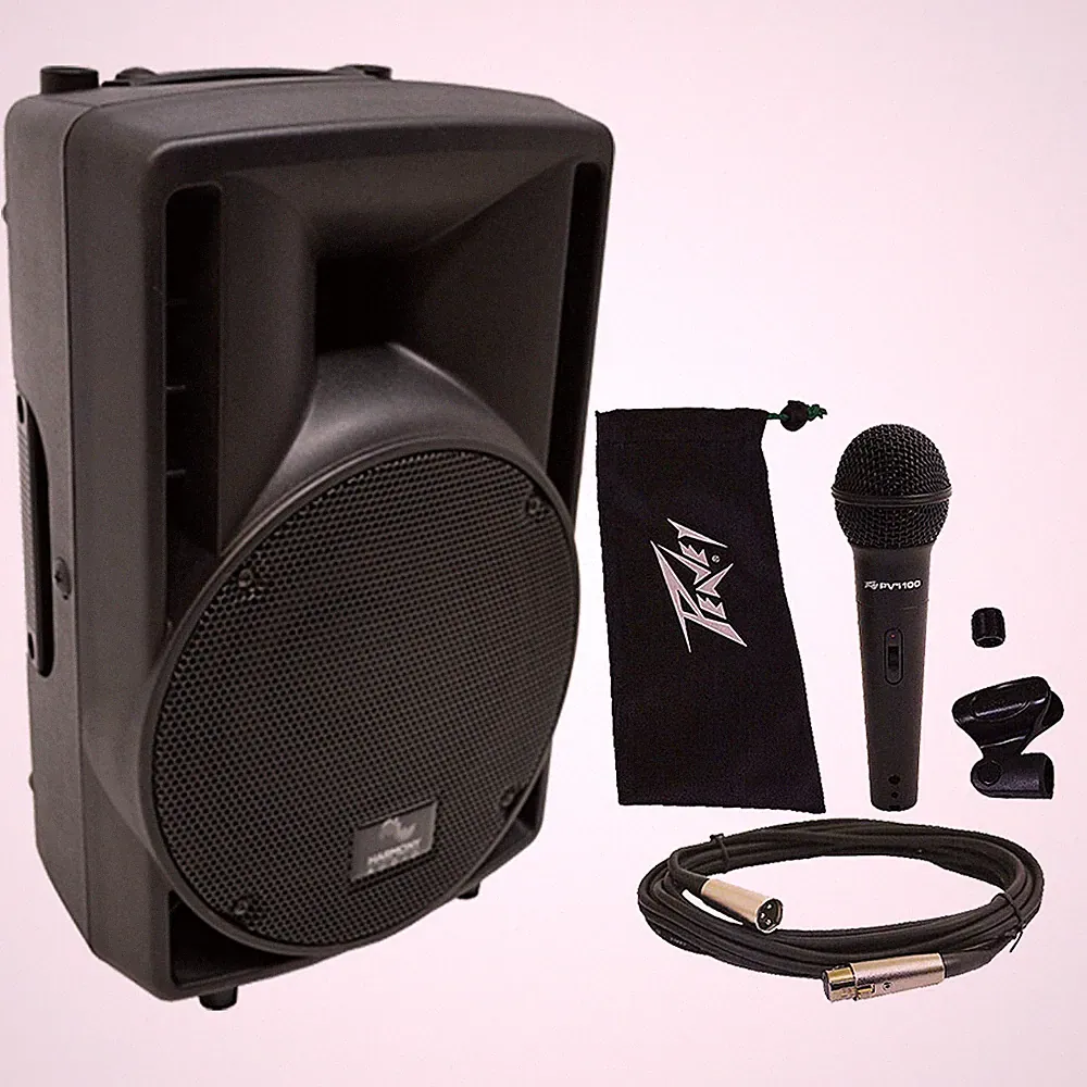 Harmony Audio HA-C8A Pro DJ 8" Powered 300W Active PA Speaker & Peavey PV Mic