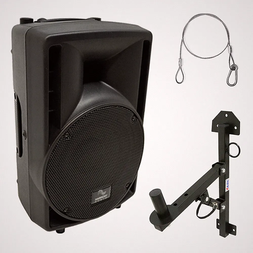 Harmony Audio HA-C8A Pro DJ 8" Powered 300W Active PA Speaker & Wall Mount Stand