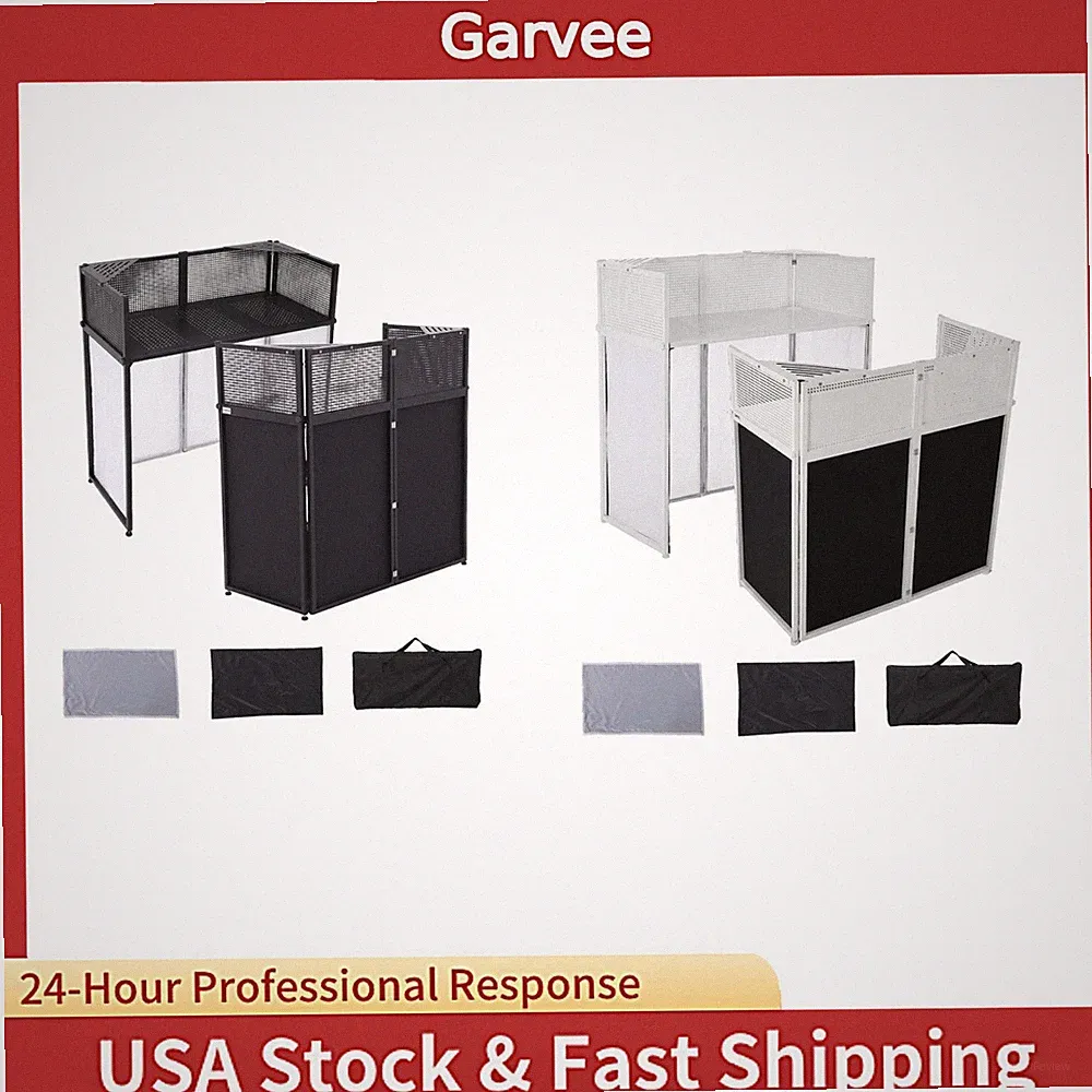 Heavy‑Duty Foldable DJ Booth, Portable DJ Stand with Iron Frame Scrims and Carry
