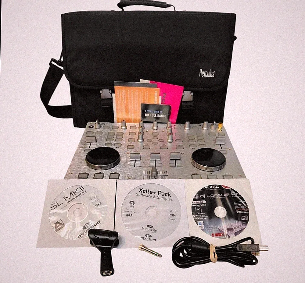 Hercules DJ Console RMX USB DJ Controller w/ Case Driver CDs Manuals Tested On