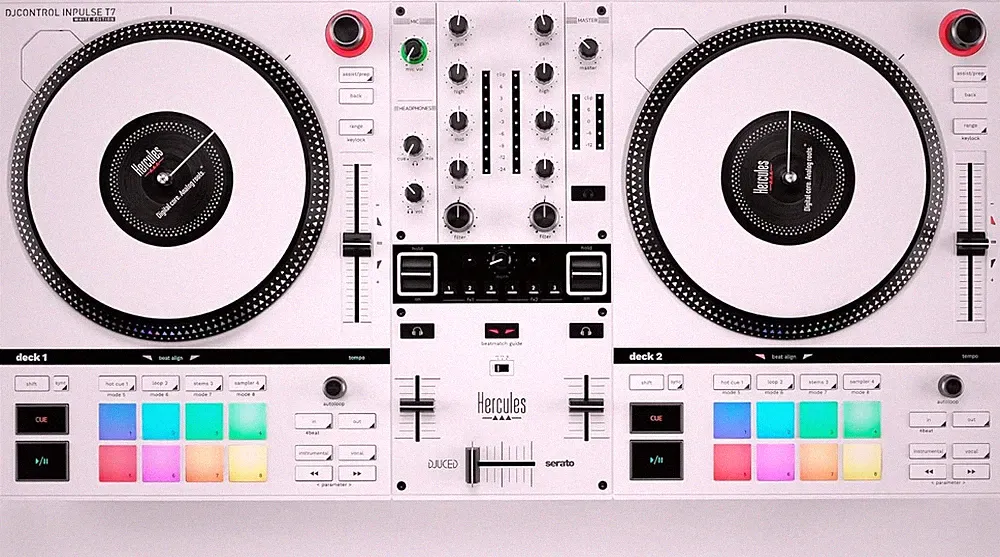 Hercules DJ Control Inpulse T7 (White) - 2-Channel DJ Controller for Serato & Dj