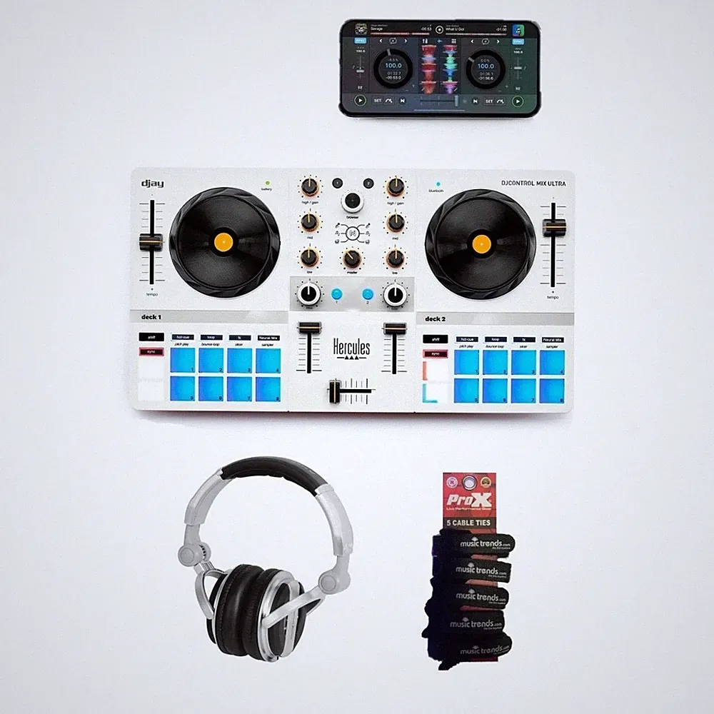 Hercules DJ Control Mix Ultra DJ Controller w/ Headphones & Ties