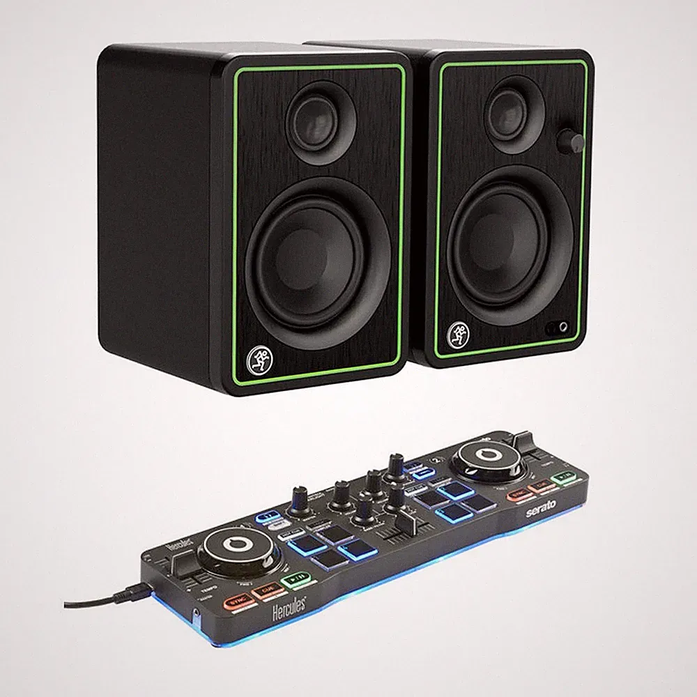 Hercules DJ Control Starlight Compact Controller & Mackie CR3-XBT Monitors
