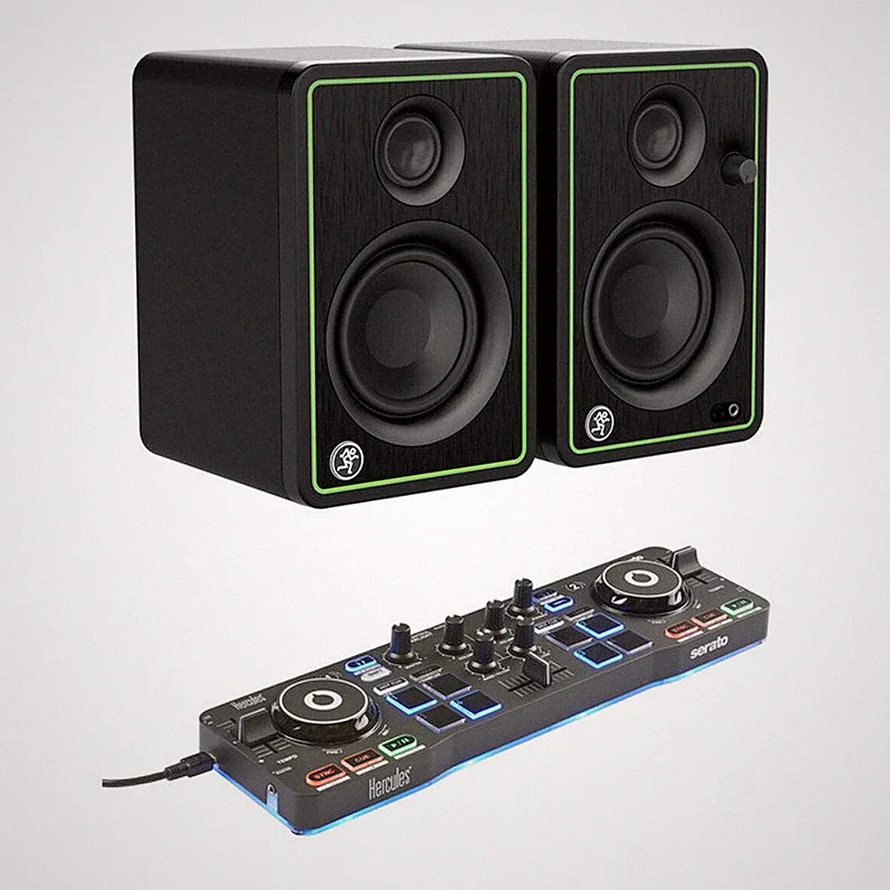 Hercules DJ Control Starlight Compact Controller & Mackie CR3-XBT Monitors