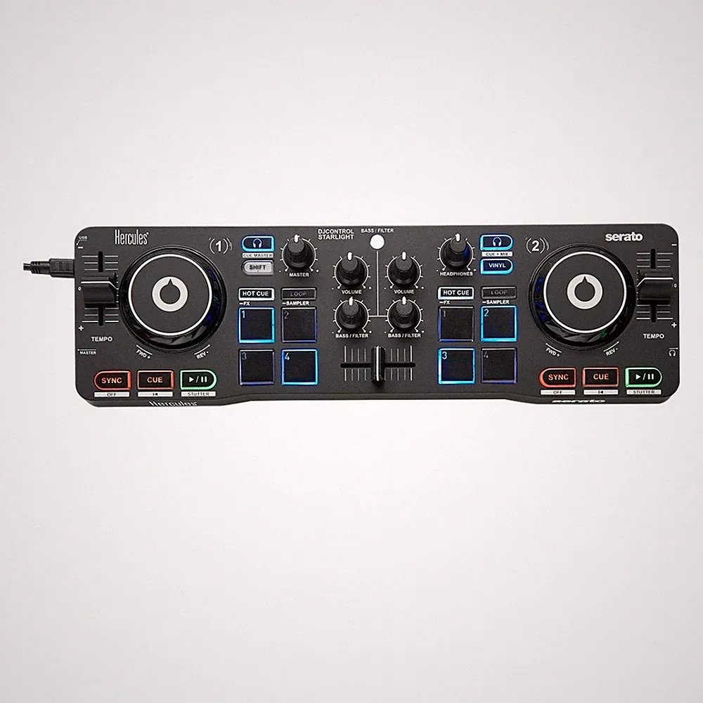 hercules dj control starlight compact controller with serato dj lite