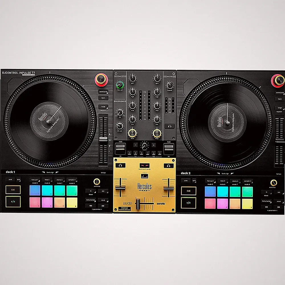 Hercules DJ DJControl Inpulse T7 PE 2Channel Motorized DJ Controller wbag Gold