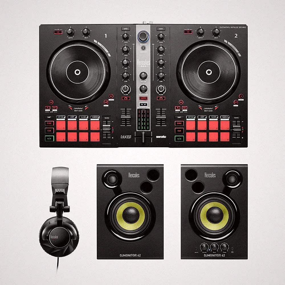 Hercules DJ Essentials Kit, All in One Controller for Beginners Black