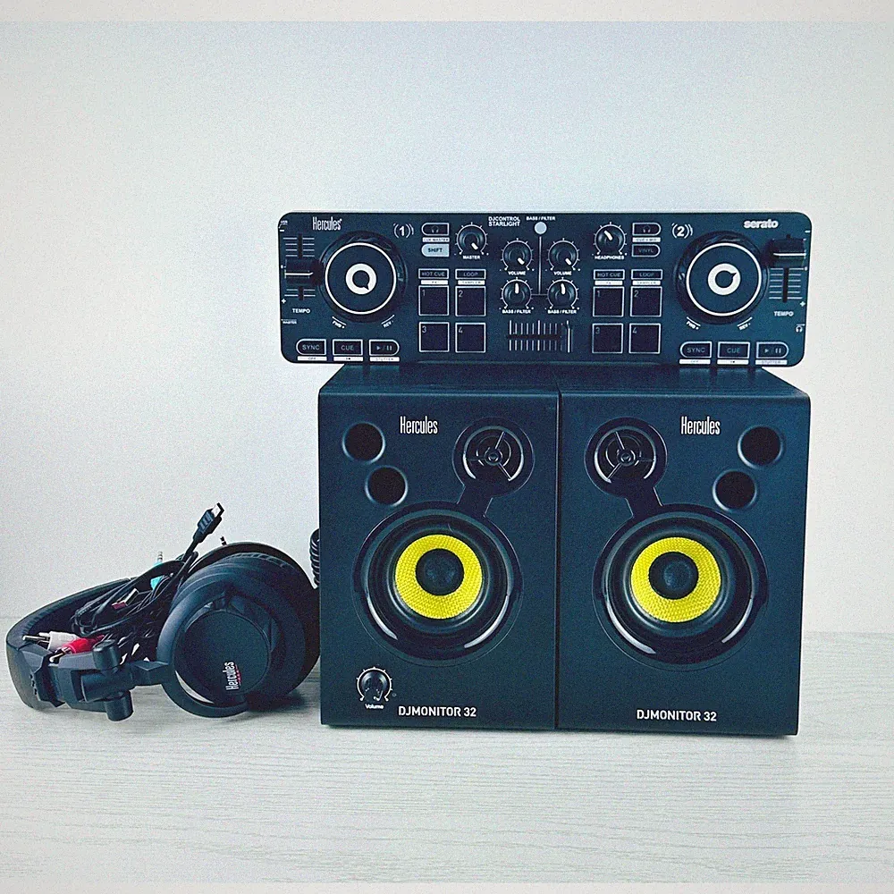 Hercules DJ Starter Kit DJControl Starlight DJMonitor 32 Headphones Serato DJ