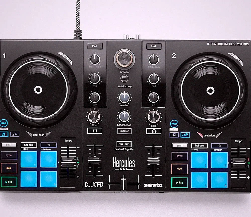 Hercules DJControl Inpulse 200 MK3 DJ Controller, 2 Deck DJ Mixer with Jog Wheel