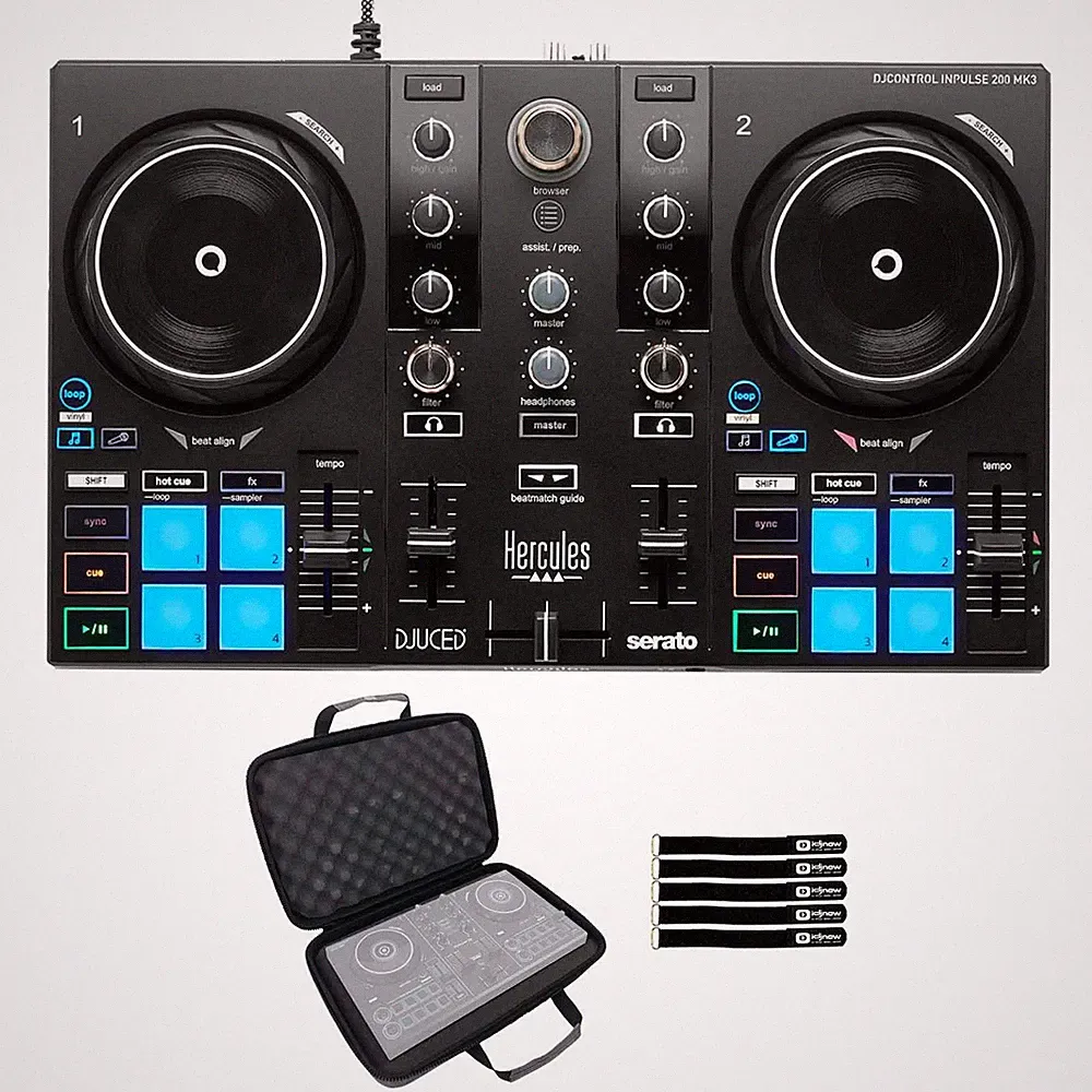 Hercules DJControl Inpulse 200 MK3 DJ Controller with Case Package