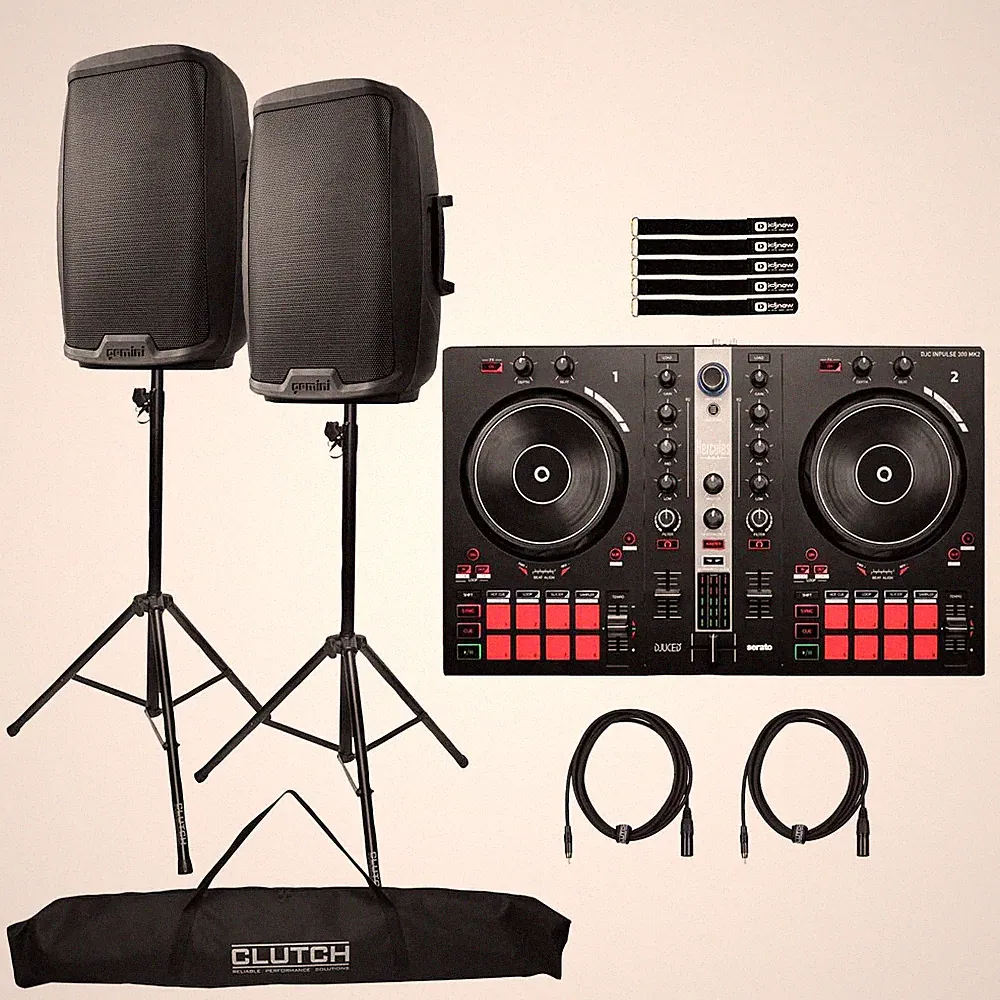 Hercules DJControl Inpulse 300 MK2 DJ Controller w 15" Speakers Package