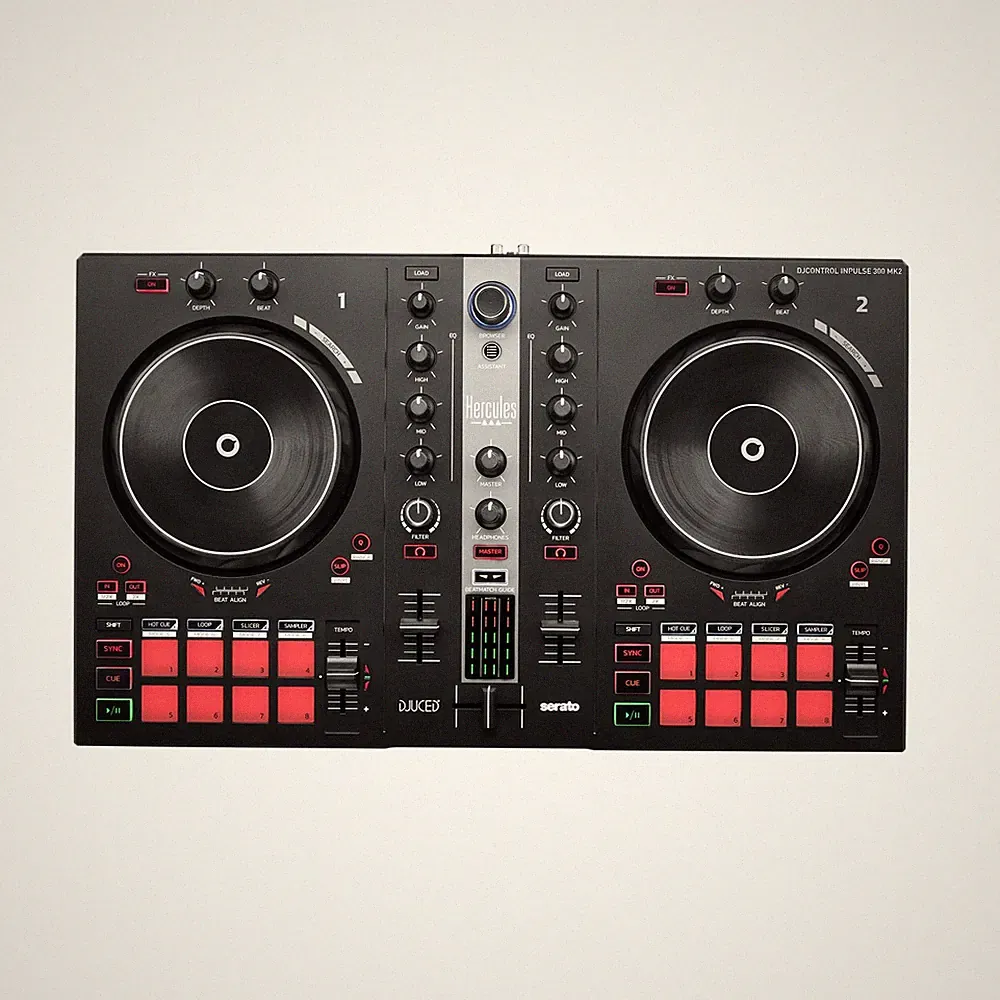 Hercules DJControl Inpulse 300 MK2 USB DJ Controller – Beginner Set, Black