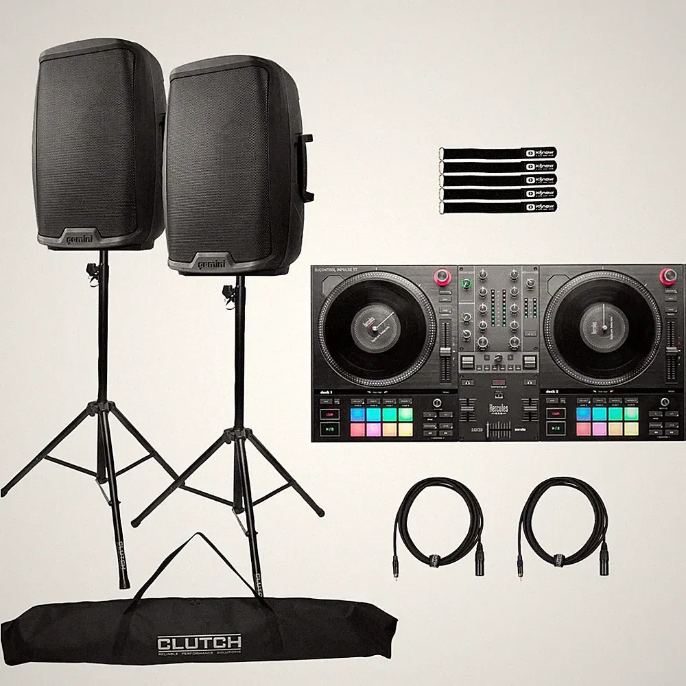Hercules DJCONTROL INPULSE T7 2 Channel DJ Controller w 12" Speakers Package