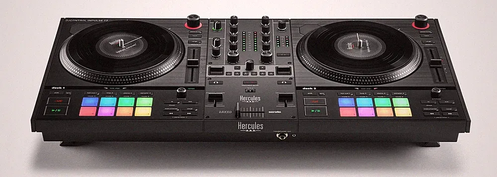 Hercules DJControl Inpulse T7, 2 Deck Motorized DJ Controller with Black