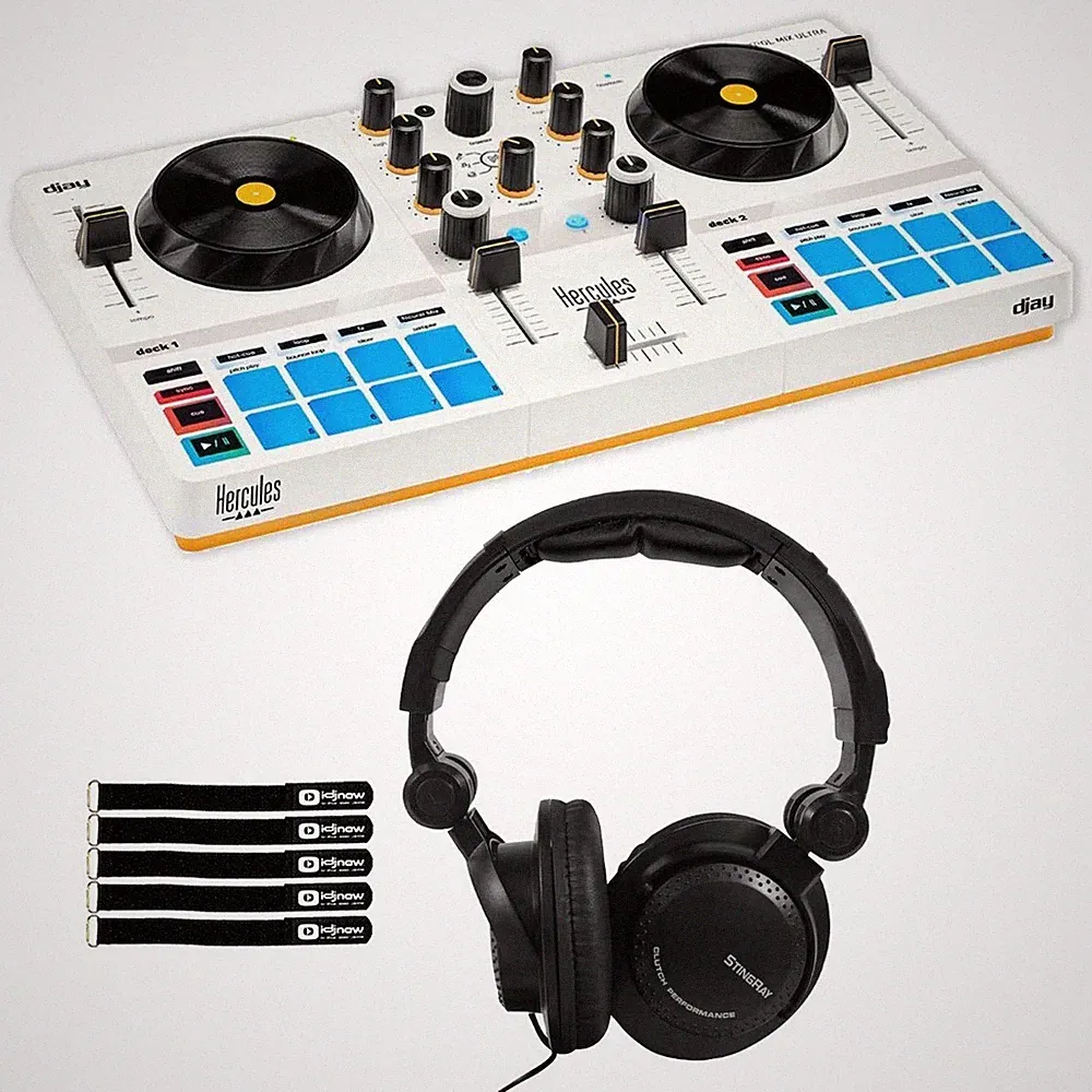 Hercules DJControl Mix Ultra Compact 2 Deck Battery Powered DJ Controller Mix...