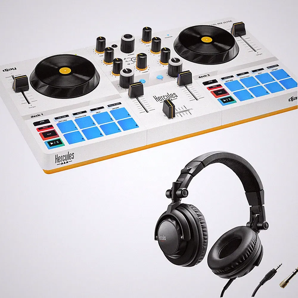Hercules DJControl Mix Ultra DJ Controller Bundle with Over-Ear DJ Headphones