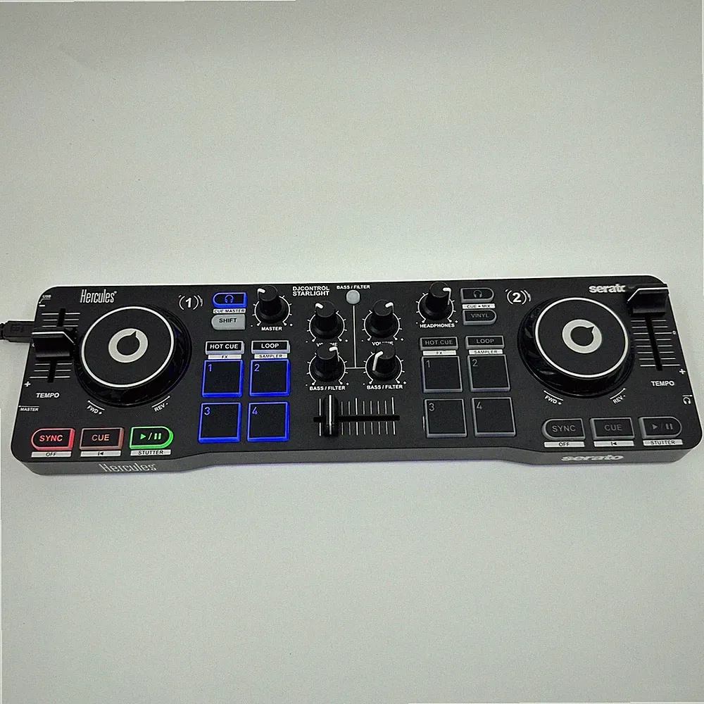 Hercules DJControl Starlight portable USB DJ controller 2 tracks Tested Working