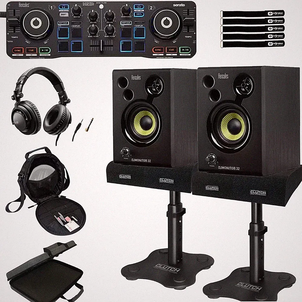 Hercules DJStarter Kit Controller with Desktop Stands & Case Pack