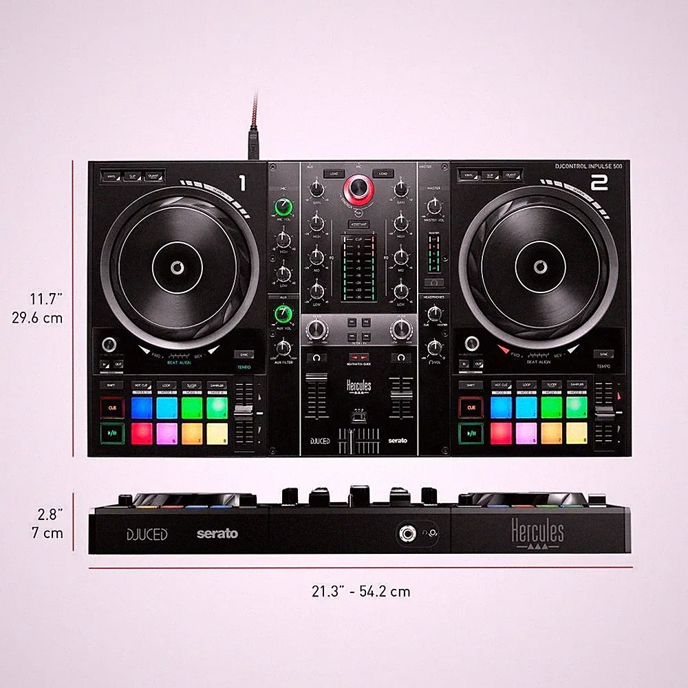 Hercules Inpulse 500 2 deck USB DJ controller for Serato DJ and DJUCED BSTOCK