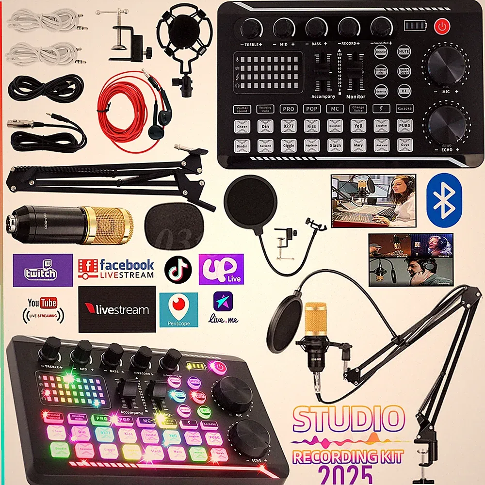Home Studio Mixing Console Live Studio Audio DJ Sound Mixer Condenser Microphone