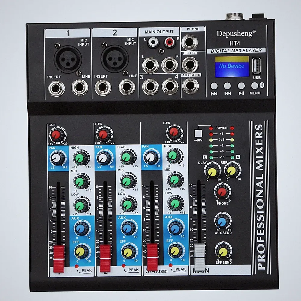 HT4 Bluetooth Compatible Professional Portable Digital DJ Console w/USB 4 Channe