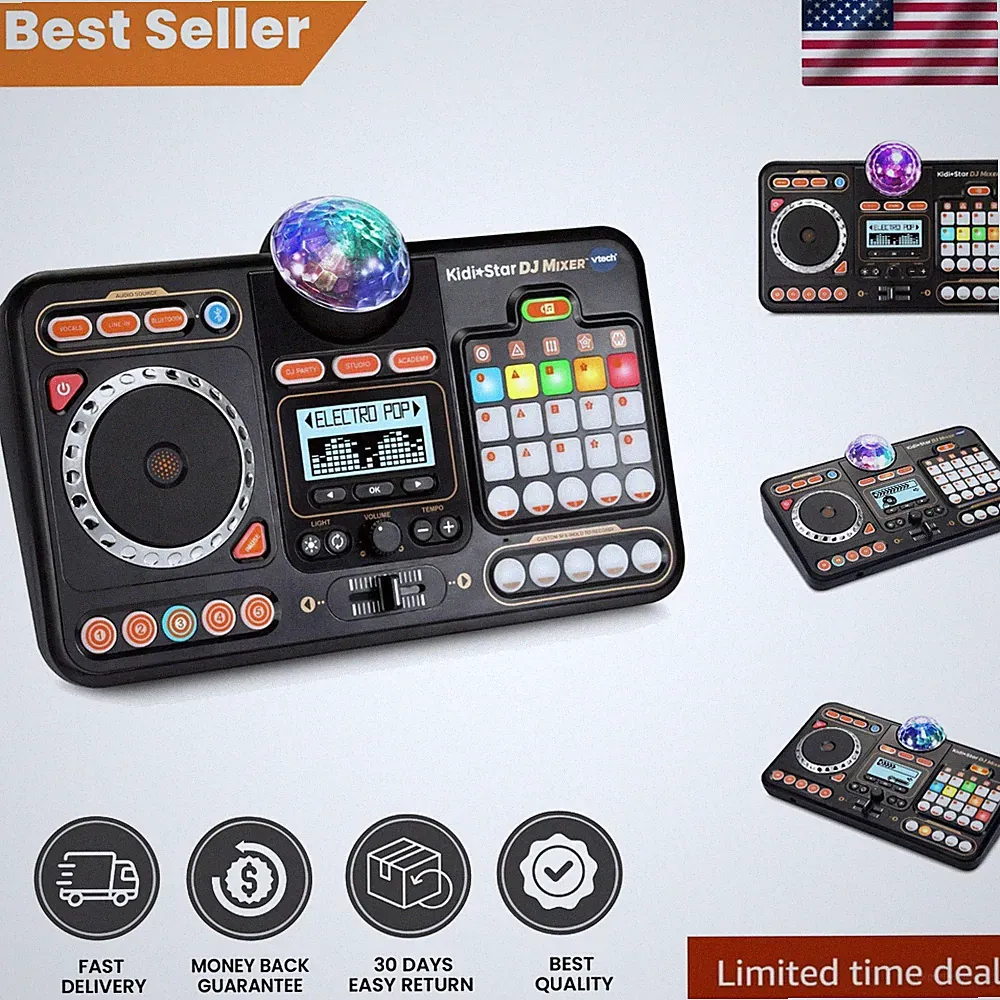 Interactive DJ Turntable for Kids - Bluetooth Mixer with Built-in Speaker