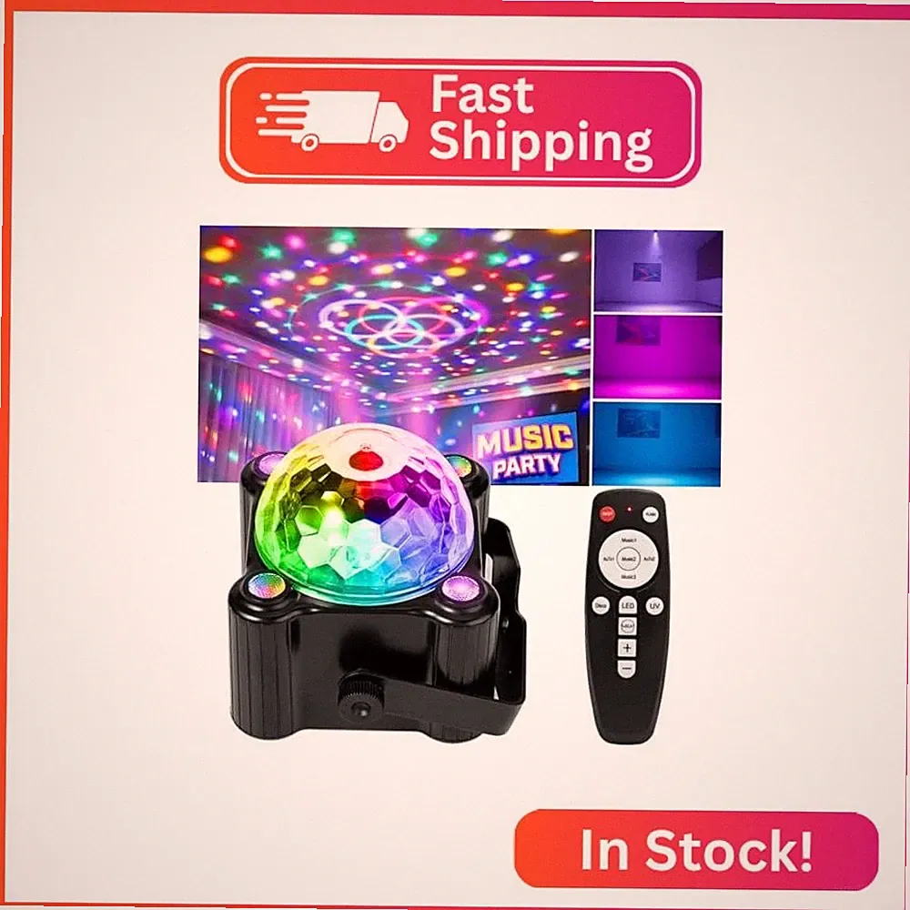 Laucnpty Disco Ball Party Lights Sound Activated Strobe DJ Stage Lighting for In