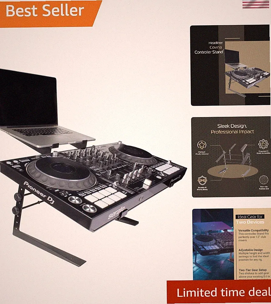 Lightweight Headliner Covina DJ Controller Stand with Rubber Stability Features