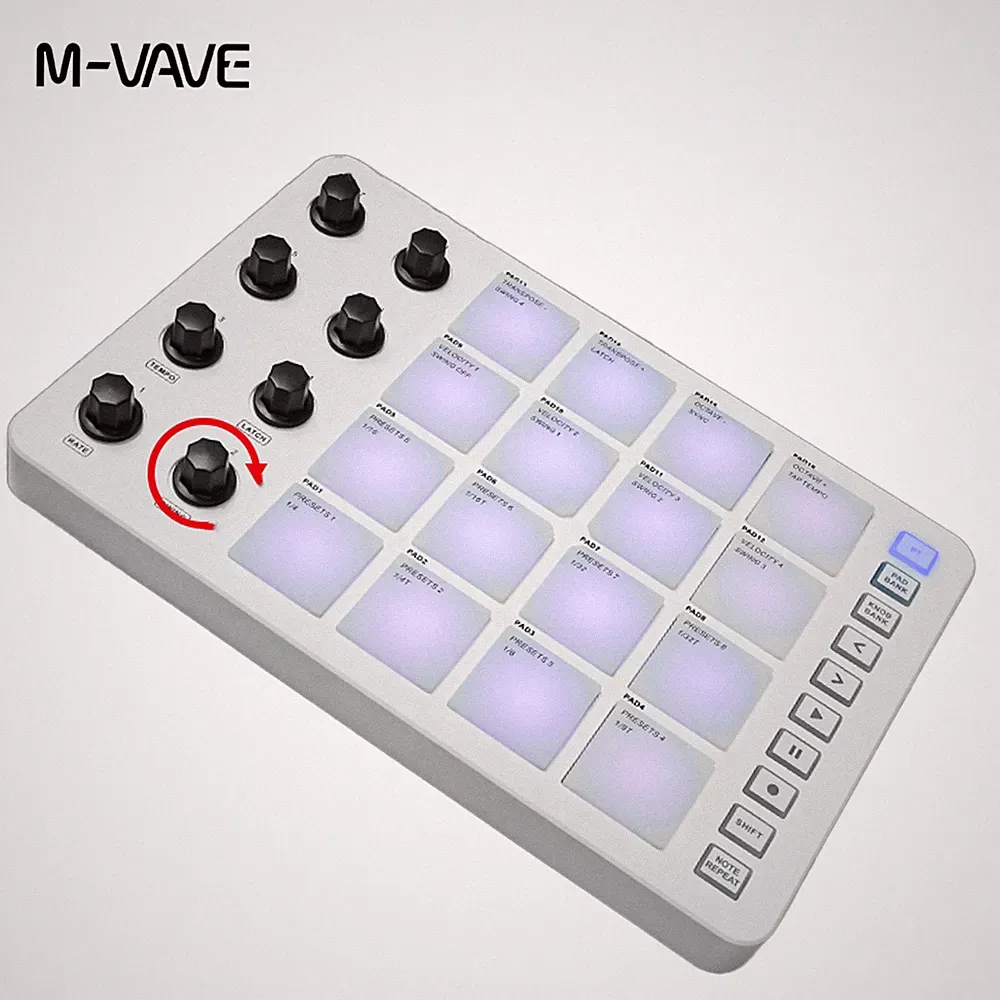 M-VAVE SMC-PAD Wireless MIDI Drum Pad Controller 8 Knobs for Beginner