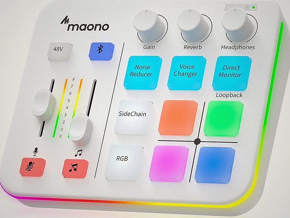 MAONO Gaming Audio Mixer, 15.97 cm x 5.08 x 13.23 cm, White