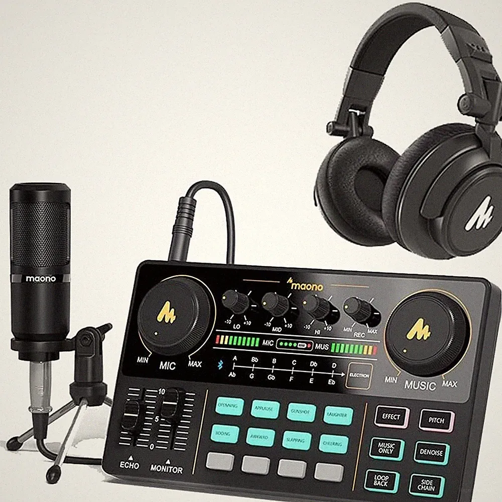 MAONO Podcast Equipment Bundle Audio Interface with Studio Headphone, Maonoca...