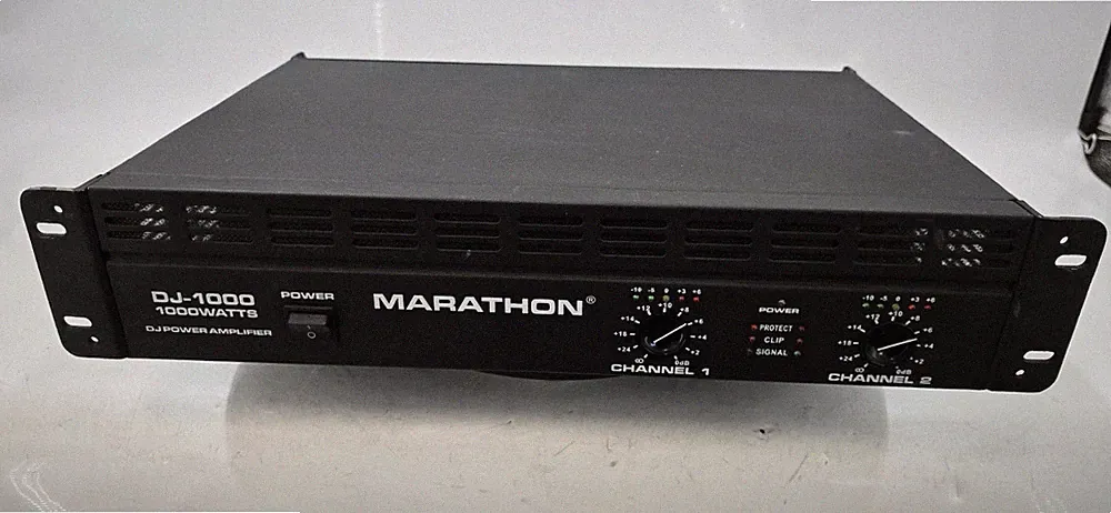 Marathon DJ1000 Watt Peak 2 Channel Power Amplifier Amp - TESTED - EB-20592