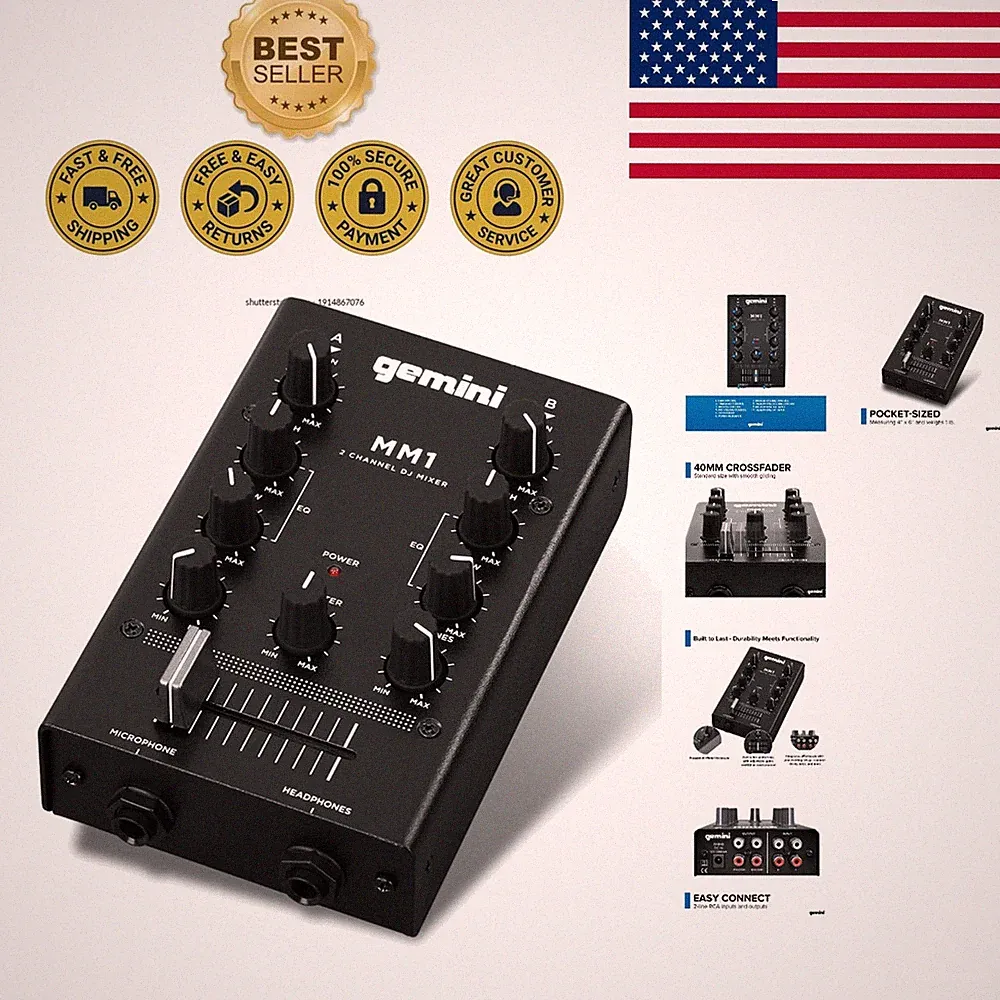 Mini 2-Channel DJ Mixer with RCA & Mic Inputs – Perfect for On-the-Go DJs