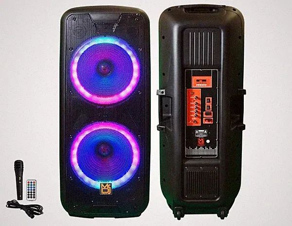 MR DJ 215BTA AFTER-PARTY Dual 15" Battery Powered Bluetooth Speaker Microphone