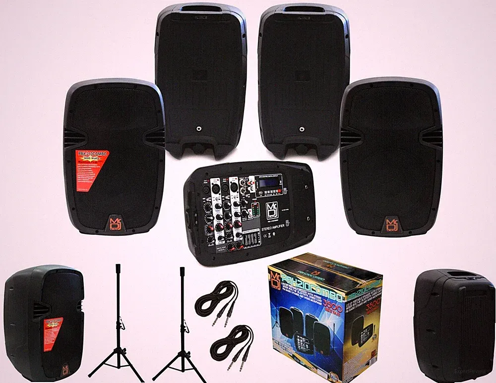 Mr. Dj 2X10" PA DJ 2-Way Active Power Speaker Mixer EQ Bluetooth USB Karaoke