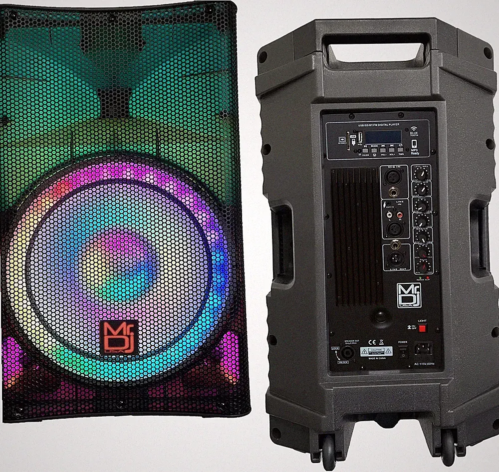 MR DJ 5200W Bluetooth PA Speaker with LED Party Lights, 3-Channel Mixer