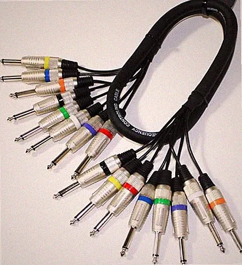 MR DJ 8Q8Q-3F-16G 8-Ch 1/4" TS Mono Snake Cable 3 Ft Professional Audio Patch