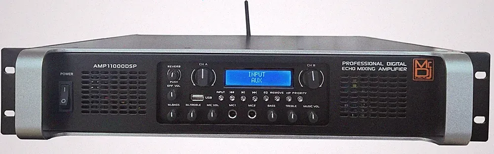 MR DJ AMP11000DSP - 2-Channel Class AB 10000W PA DJ Power Amplifier Onboard DSP
