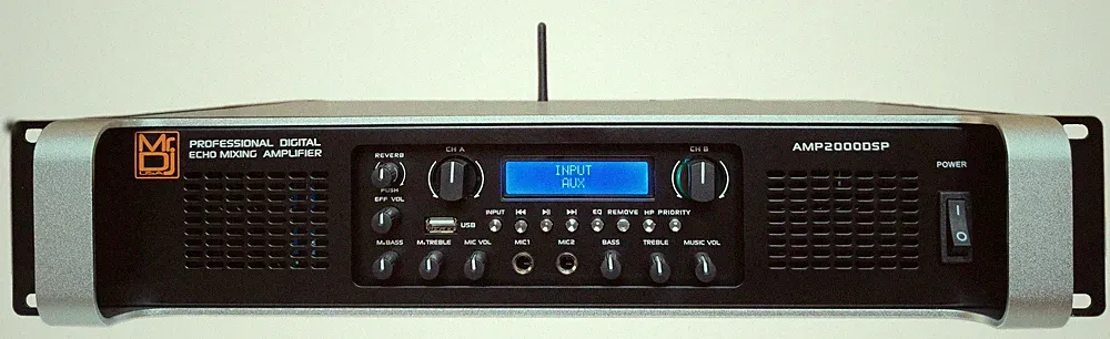 MR DJ AMP2000DSP 2Ch Class AB 2000W PA DJ Power Amplifier Onboard DSP Bluetooth