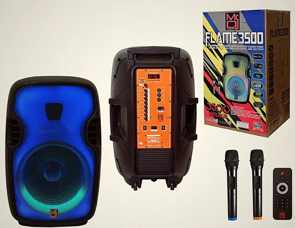 MR DJ FLAME3500LED Professional Portable 15” 2-Way Full-Range Powered/Active DJ