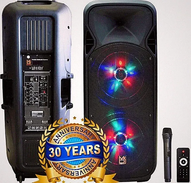 MR DJ LETS-PARTY Dual 12" Battery Powered Bluetooth Speaker Microphone Party