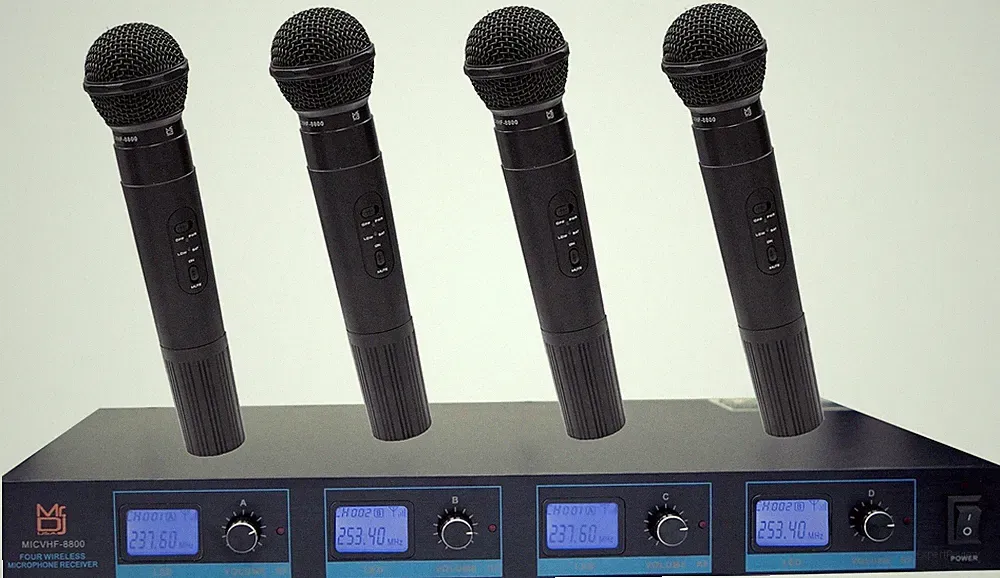 MR DJ MICVHF8800 4 Channel Professional PA/DJ/KTV/Karaoke VHF Handheld Wireless
