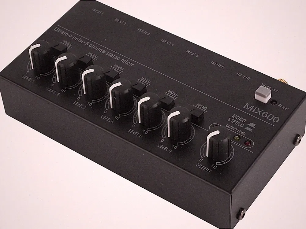 MR DJ MIX600 Ultra Low-Noise 6-Channel Line Mixer Stereo/Single Track Switch