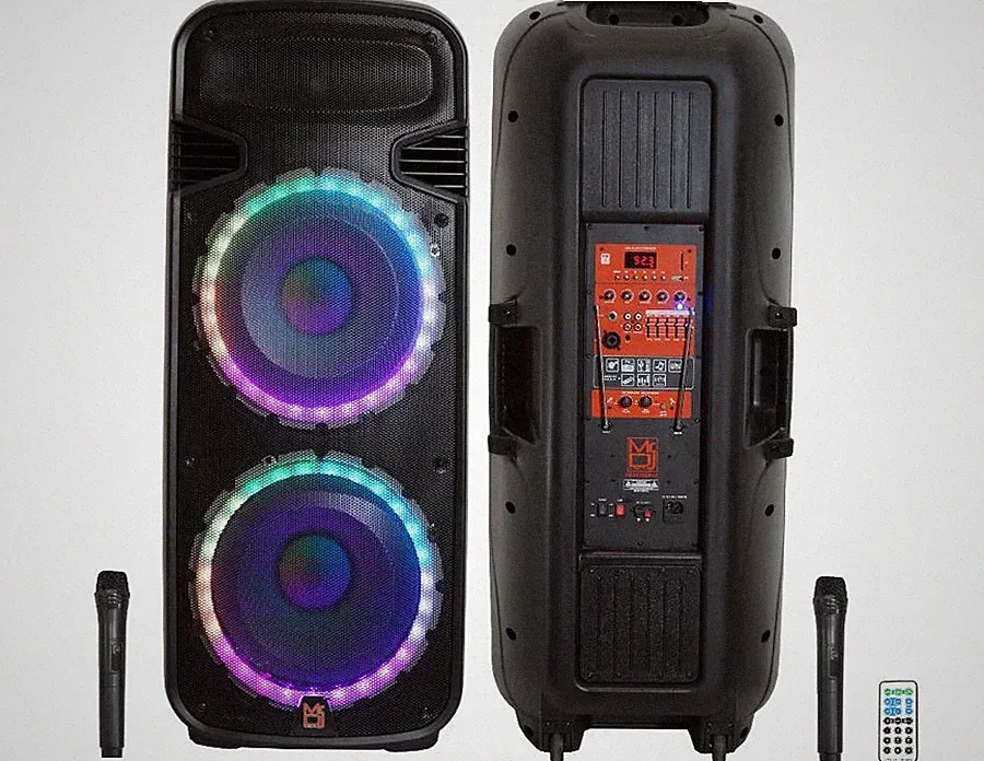MR DJ PBX6300BAT DUAL 15" 4500W MAX POWER 2-WAY PA/DJ BLUETOOTH BATTERY SPEAKER