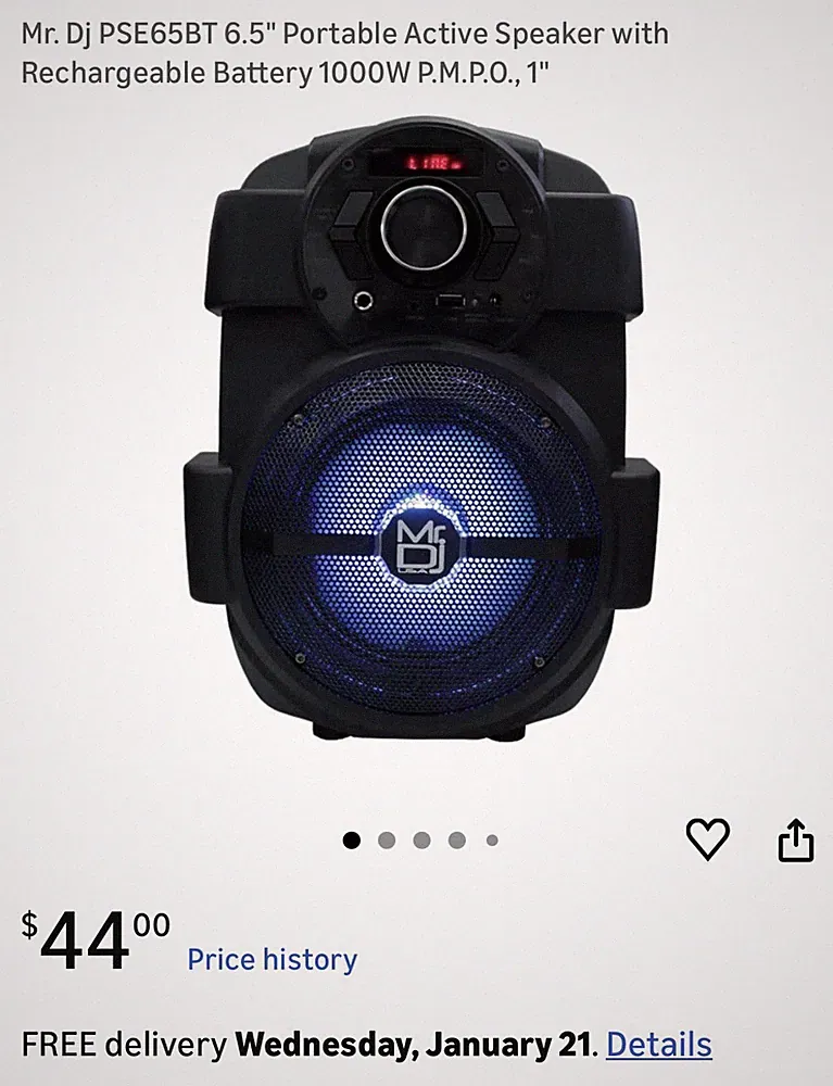 MR DJ Pro 6.5" Rechargeable USB/Bluetooth Powered Party Speaker