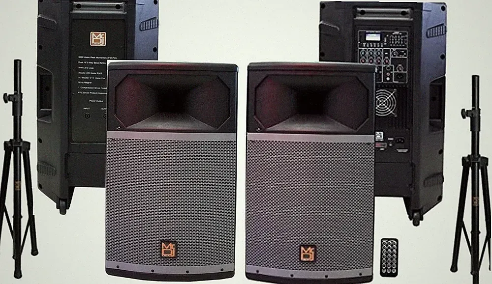 MR DJ PRO115BT & PRO115S PA DJ Active & Passive Speaker & Stands Professional