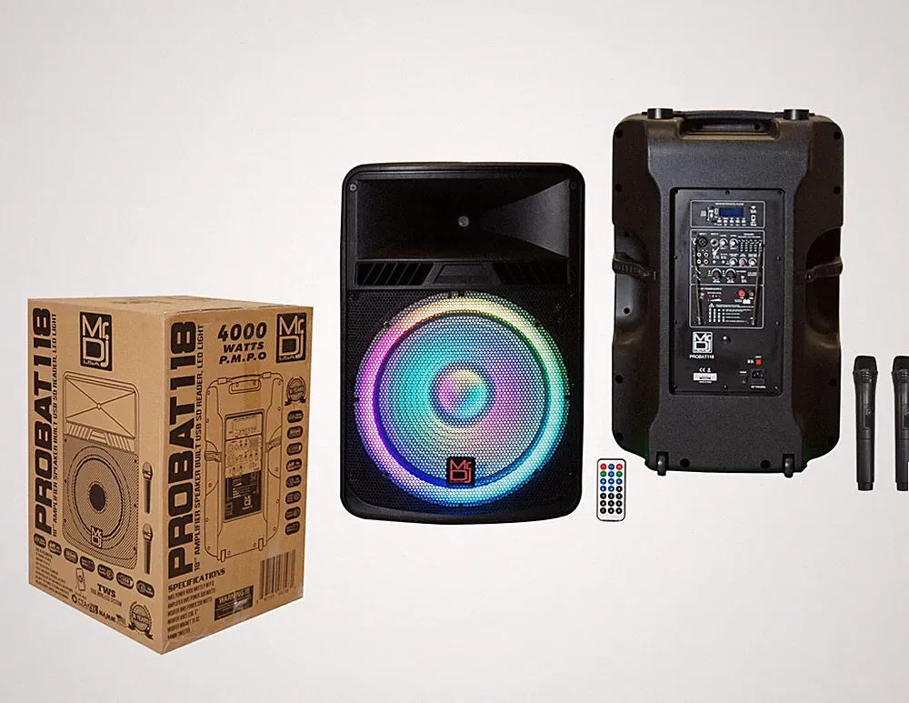 MR DJ PROBAT118 18" 4000W Power Speaker Battery/Bluetooth/Amplifier/SD/USB/FM